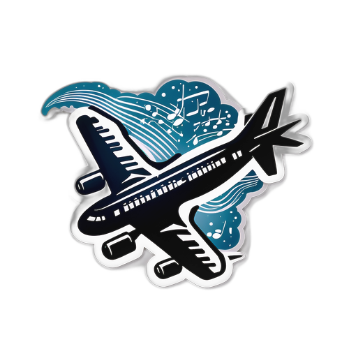 Sticker cu note muzicale și un avion, reprezentând 'il volo'