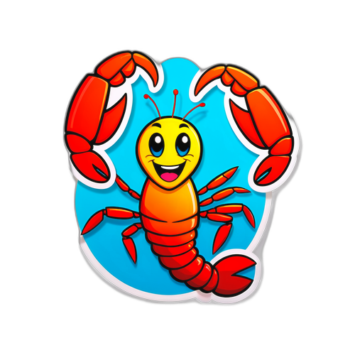 Стикер с лобстерами в форме улыбающегося креветки