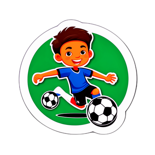 축구를 사랑하는 어린이 디자인 스티커