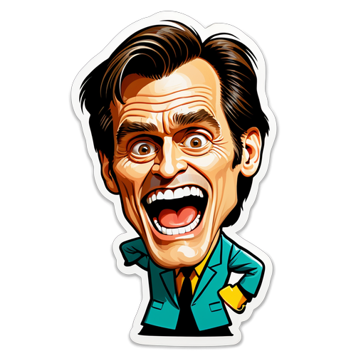 Sticker jucăuș cu caricatura lui Jim Carrey