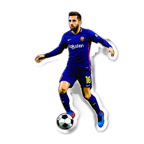 Stiker Dinamis Jordi Alba dalam Pose Ikoniknya