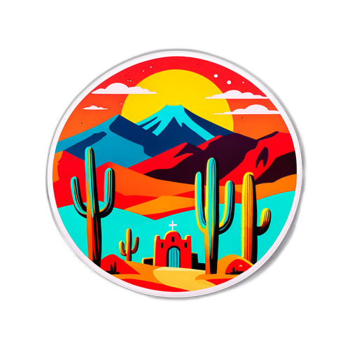 Whimsical Santa Fe Landscape Sticker