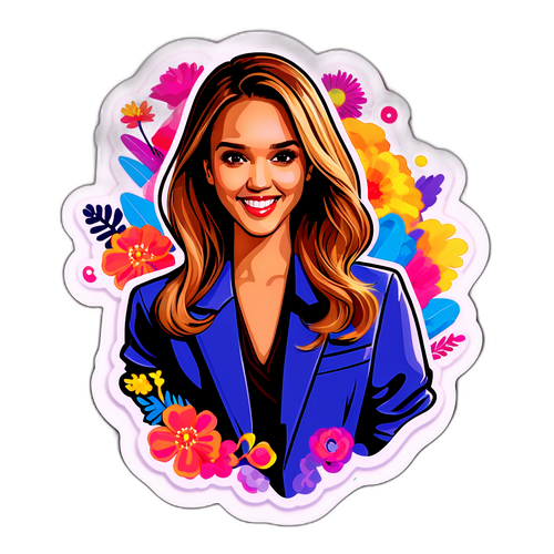 Наклейка с Джессикой Альбой в стильной одежде