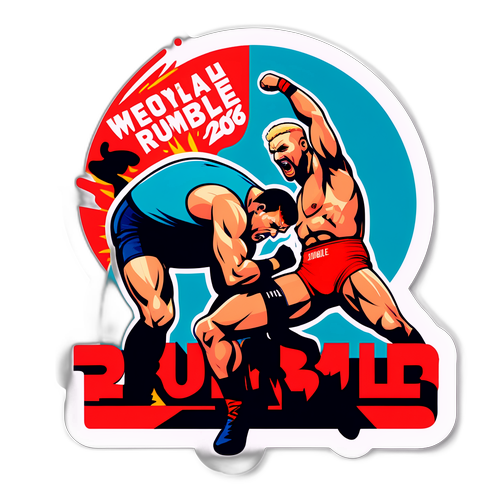 Autocolant dinamic și îndrăzneț cu wrestleri de la Royal Rumble 2026