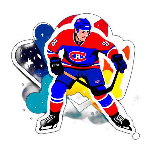 Hockey Player Night Sky Sticker