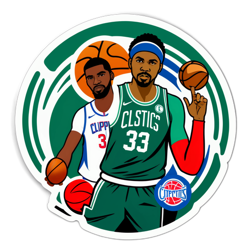 Stiker Tematik Basket: Pertandingan Celtics vs Clippers