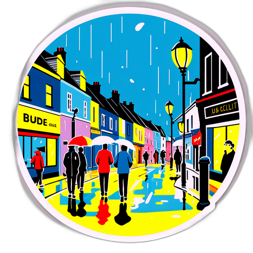 Сцена на улице Буде-Глимт под дождём