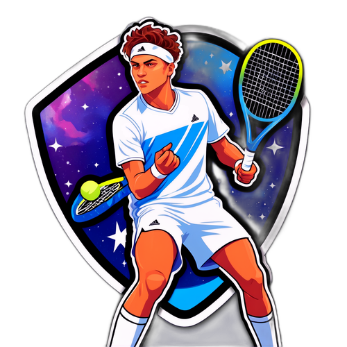 Sticker cu Jannik Sinner în design galactic
