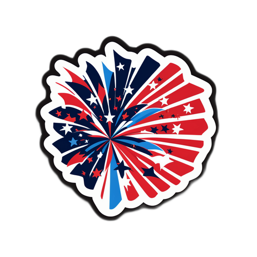 4 Temmuz Havai Fişek ve Bayrak Kombinasyonu Sticker
