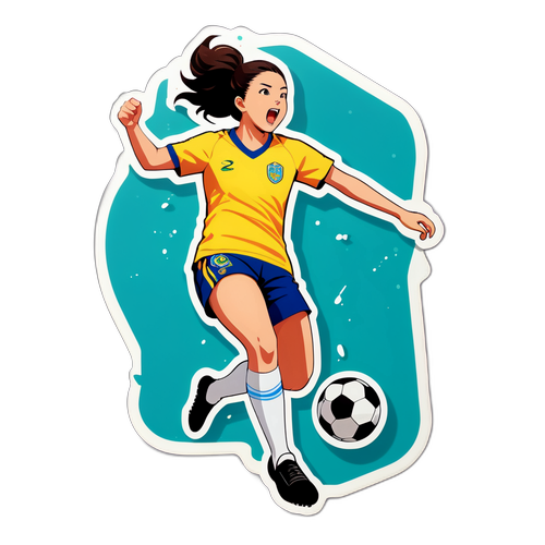 キリナ・マルヤマがサッカーボールを蹴る瞬間を捉えたデザイン