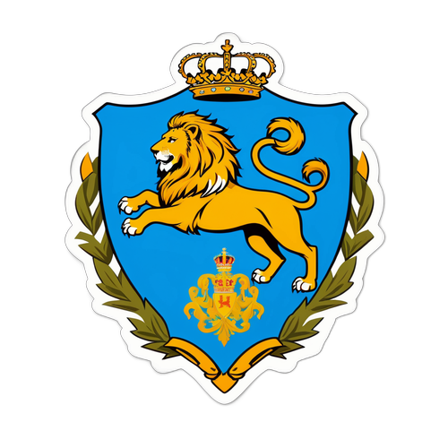 San Marino címerének díszített változata, oroszlán szimbólummal, elegáns háttérrel