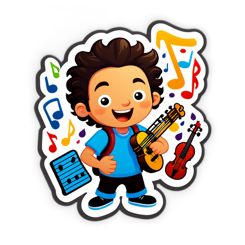 Quirky Cartoon Musician Sticker