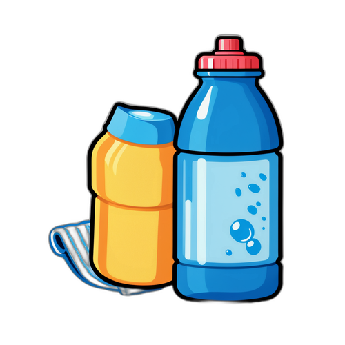 Nhãn dán chai nước và khăn lạnh