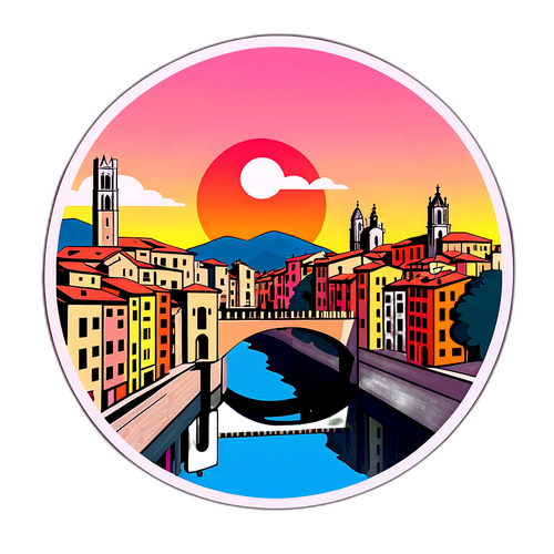 Vedere scenică a clădirilor istorice din Girona