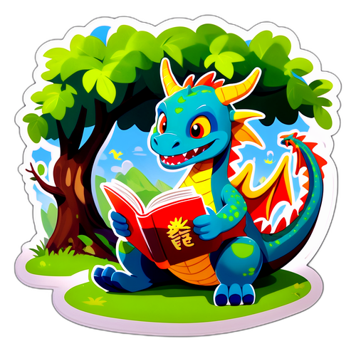 Masiglang Dragon na Nagbabasa