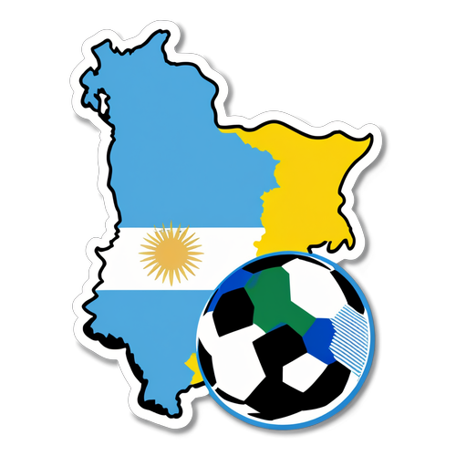 Diseño de mapa de Colombia y Argentina con balón de fútbol