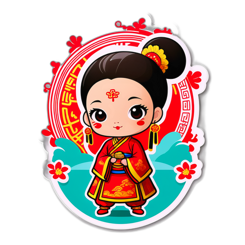 传统与现代结合的文化贴纸