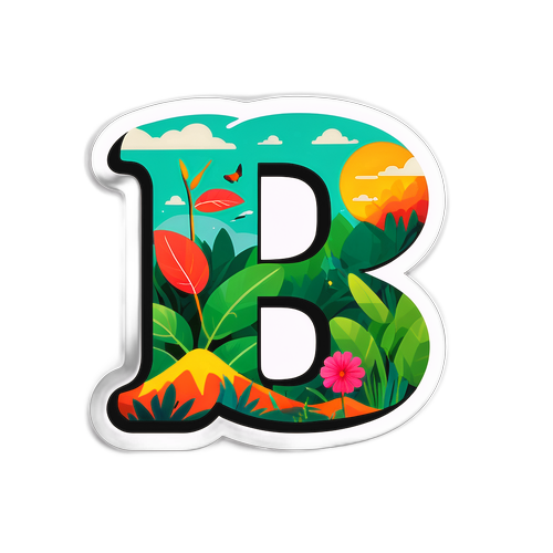 प्राकृतिक और शहरी तत्वों से भरा 'B' अक्षर