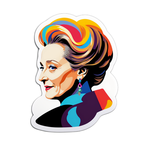 Artistieke sticker van Meryl Streep's silhouet