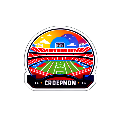 Diseño de etiqueta que captura la atmósfera de un juego en el estadio