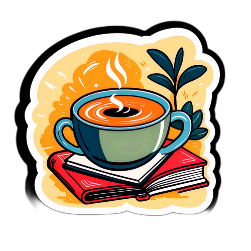 Vintage Illustratie van Koffie en Boek