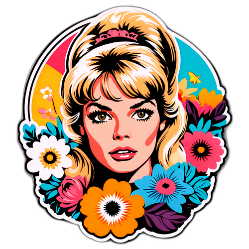 Nostalgischer Sticker von Brigitte Bardot aus den 60er Jahren