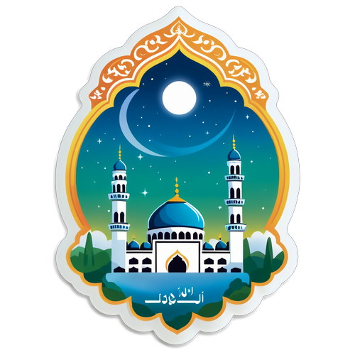 Stiker Doa yang Tenang dengan Desain Masjid