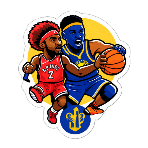 Stiker Tema Rivalitas Raptors vs. Warriors