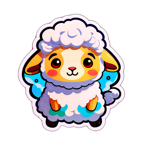 可爱风格的小羊贴纸