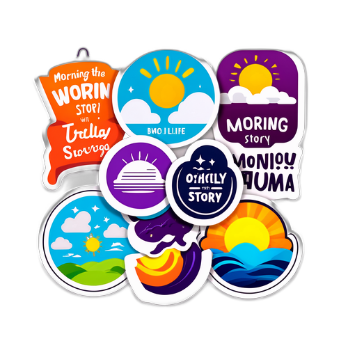 สติ๊กเกอร์ "Morning Story" พร้อมข้อความสร้างแรงบันดาลใจสำหรับเช้ารุ่งขึ้น