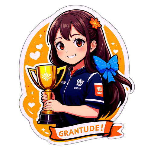 感謝のトロフィーを持つ吉田沙保里