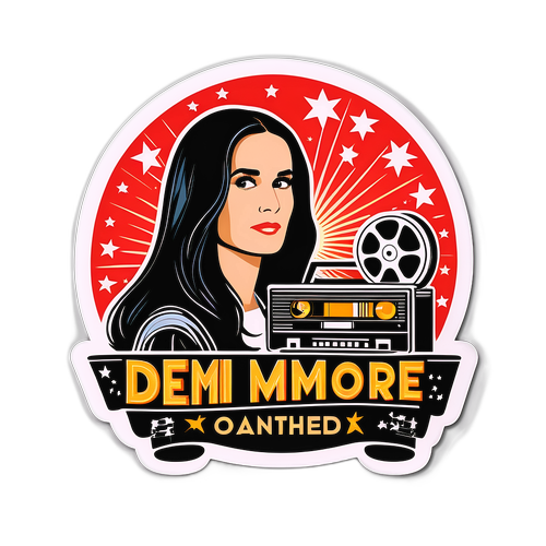 Stylizovaný design nálepky Demi Moore v retro Hollywoodu