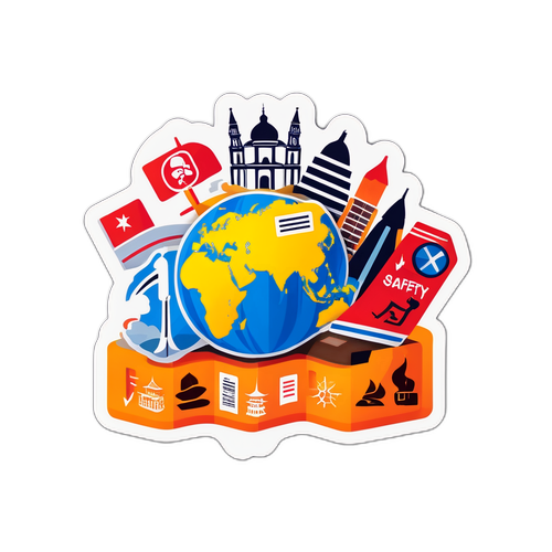 旅行与地震安全贴纸