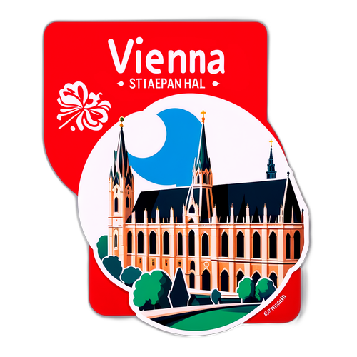 Eleganter Aufkleber mit stilisiertem Stadtbild von Wien