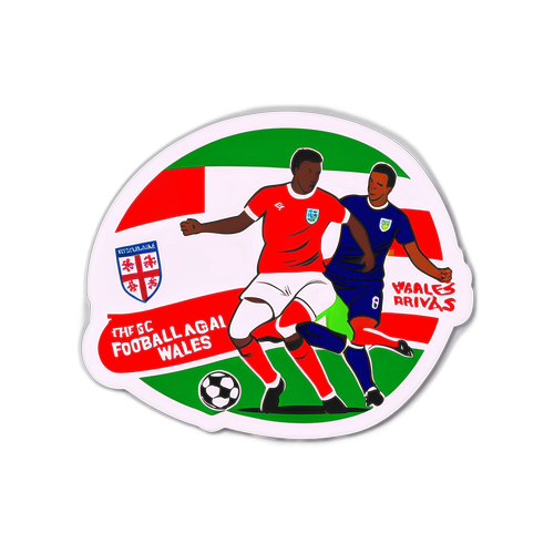 Návrh nálepky s fotbalovým zápasem Anglie a Walesu