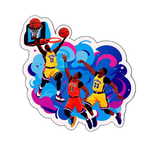 Autocollant dynamique pour célébrer un match de basketball