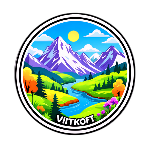 Стікери "Віткоф" з привабливим шрифтом на фоні красивих пейзажів