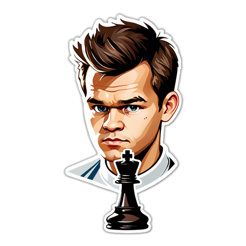 ПортретMagnus Carlsen з шаховою фігурою на мінімалістичному фоні