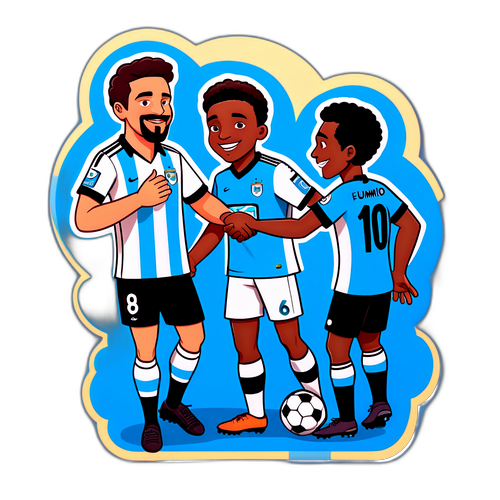 Dibujo de dibujos animados de jugadores de fútbol intercambiando camisetas
