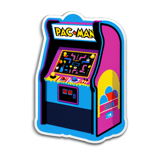 Retro Arcade Scene with Classic Games Sticker