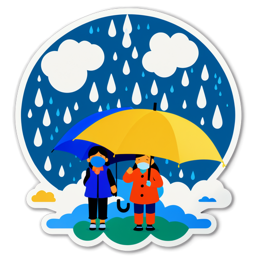 強烈な雨も楽しさに変える！親しみやすいキャラクターが描く青い雨雲の世界