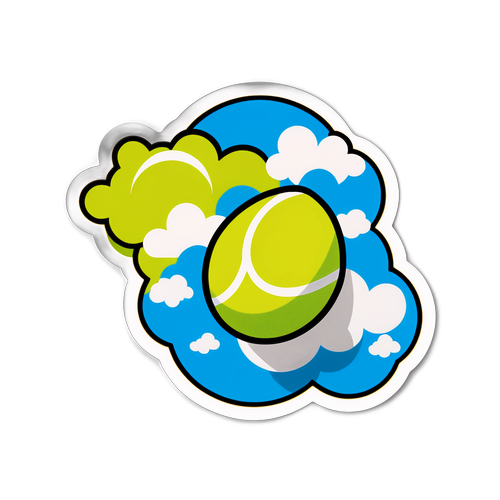 Tennisball fliegt über Wolken in Paris