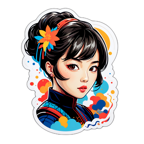 아티스틱 스티커: 이강희의 초상과 추상 요소 결합
