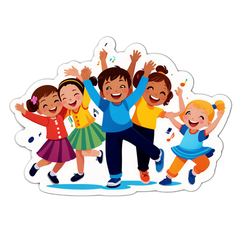 Nhóm trẻ em nhảy múa vui vẻ