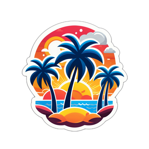 Tanawin ng Takipsilim na may Mga Palm Trees