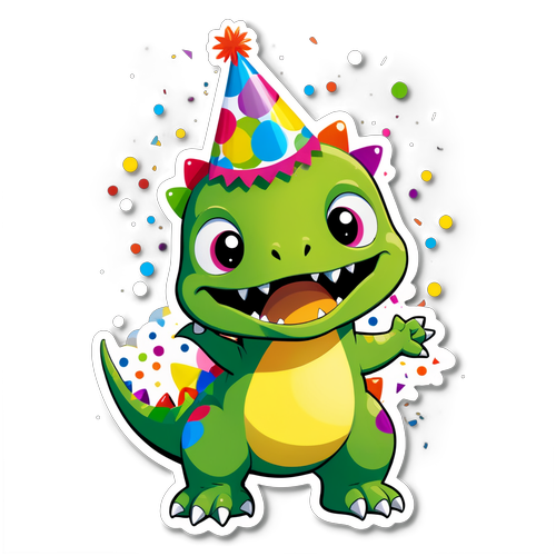 Adorable Dinosaur Party Sticker