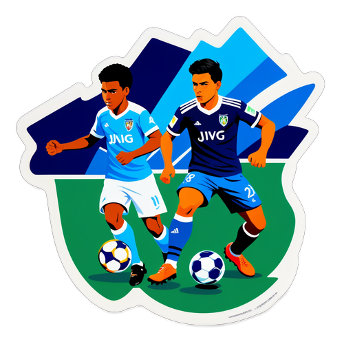 Diseño de sticker representando el partido Junior vs Fortaleza