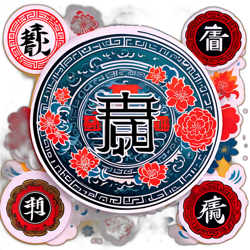 元香仁經典詩句藝術貼紙