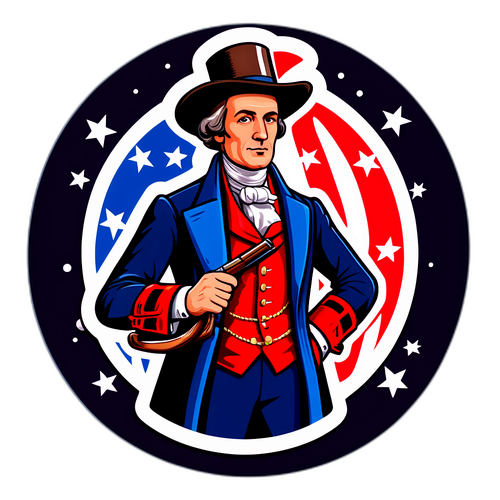 Timothy Mellon i gammaldags kläder med amerikanska symboler