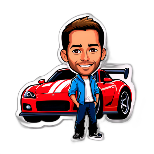 Witzige Cartoonfigur in einem coolen Sportwagen